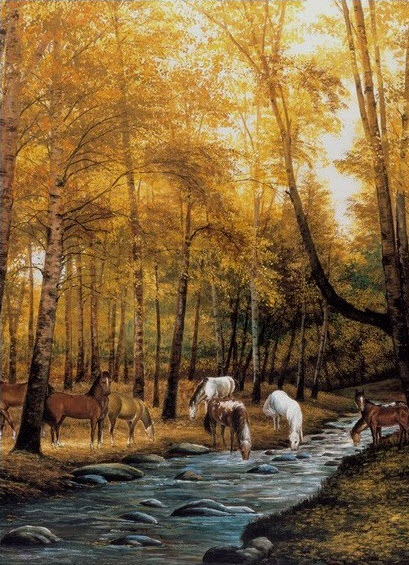 Gathering Horses Wall Mural