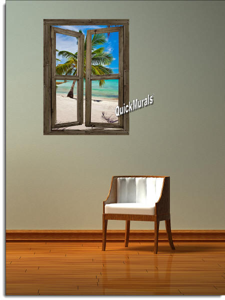 beach Cabin Window #12 Wall Mural 