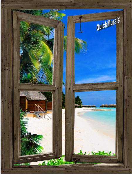 beach Cabin Window #9 Wall Mural