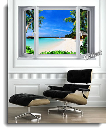 Beach Resort Window Wall Mural roomsetting