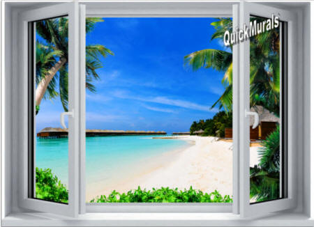 Beach Resort Window Wall Mural