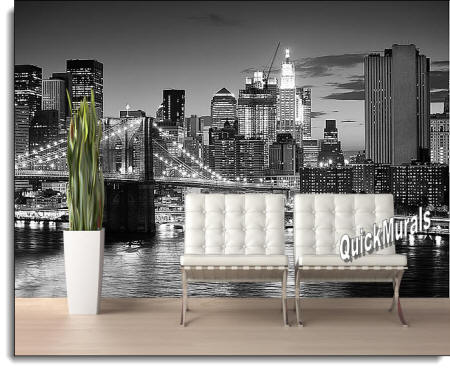 Brooklyn Bridge black and white Wall Mural roomsetting