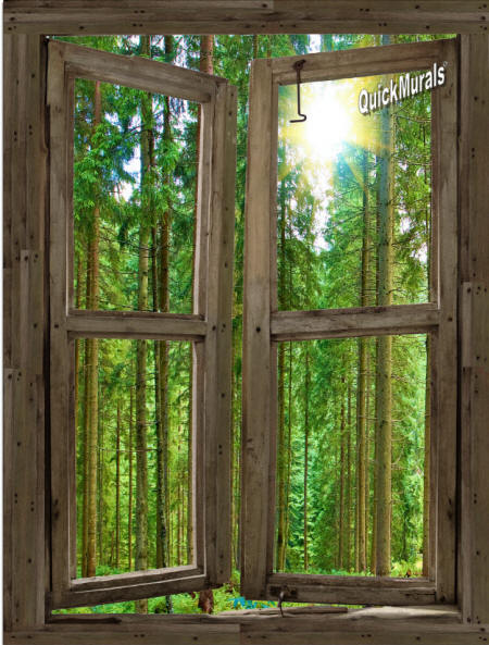 Country Cabin Window Wall Mural