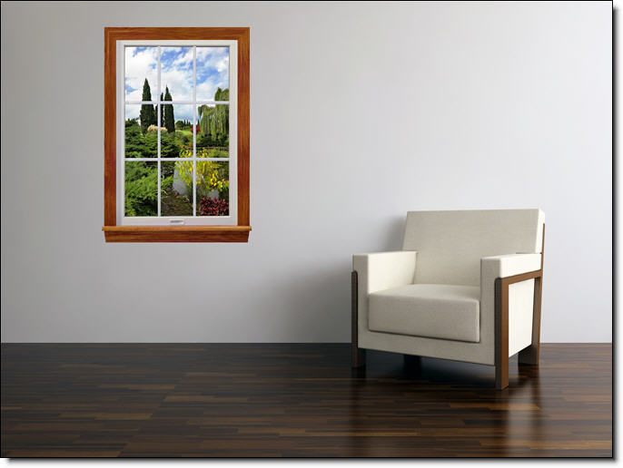 Garden Lake Window Wall Mural Roomsetting