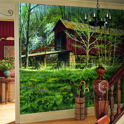 Covered Bridge Wall Mural roomsetting