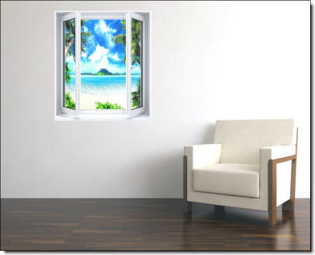 Enchanted Island Window Wall Mural Roomsetting