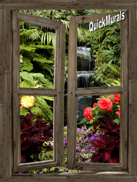 Waterfall Cabin Window #5 Wall Mural