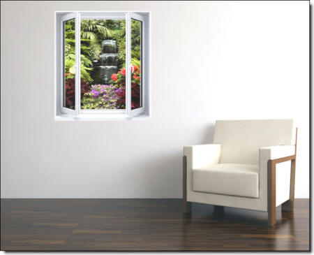 Floral Waterfall Window Wall Mural