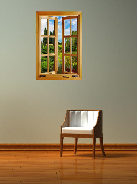 Lago De Jardin Window Wall Mural Roomsetting