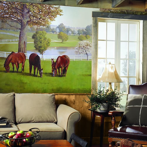 Horse Farm Wall Mural roomsetting