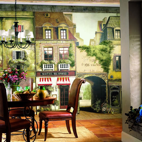 La Rue De Paris Wall Mural roomsetting