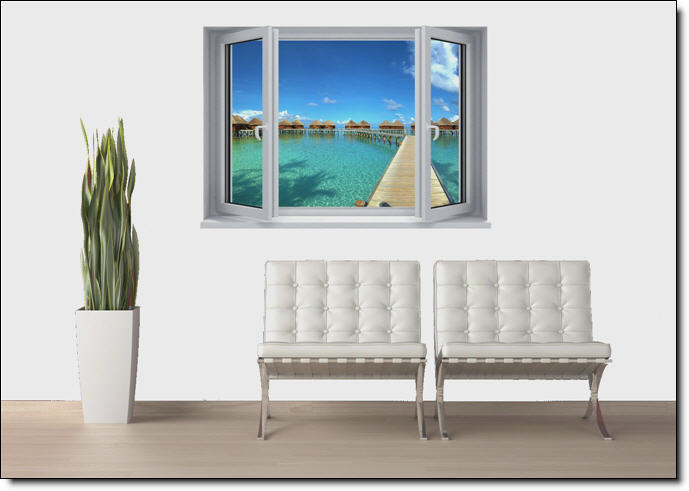 Maldives Resort Window Wall Mural roomsetting