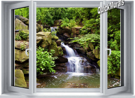 Mountain Waterfall Window