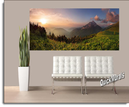 Mountain Sunrise Mural Roomsetting