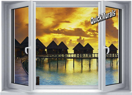 Sunset Resort Window Wall Mural 