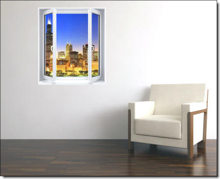 Skyline Window Wall Mural Roomsetting