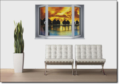 Sunset Resort Window Wall Mural roomsetting