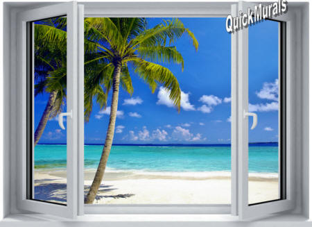 Tropical Ocean Window Wall Mural