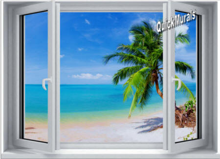 Tropical Palm Window #2 Wall Mural