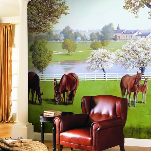 Horse Farm Wall Mural roomsetting