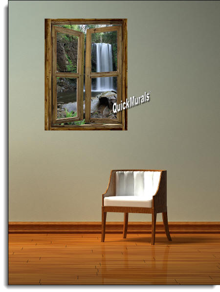 Waterfall Cabin Window #2 Wall Mural roomsetting