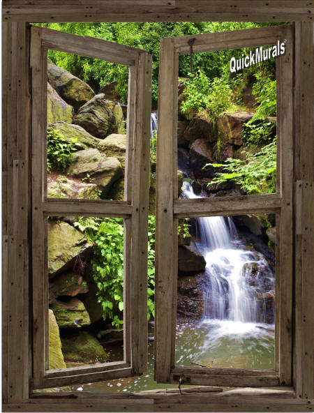 Waterfall Cabin Window #3 Wall Mural