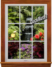 waterfall garden window mural