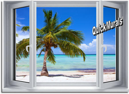 Palm View Window Wall Mural 