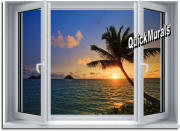 sunset palm window mural