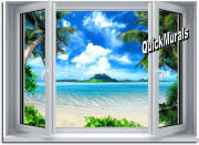 tropical window mural