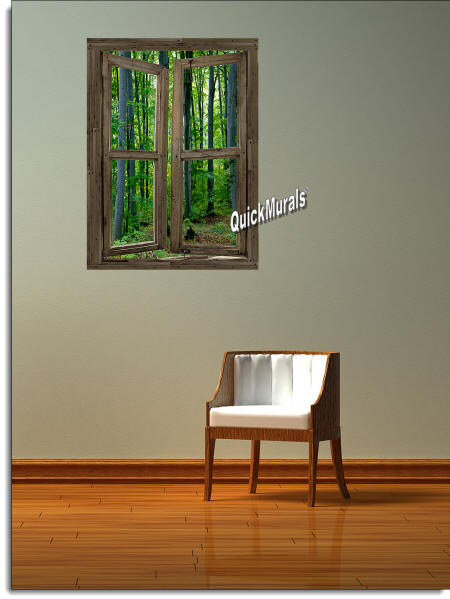 Woodland Cabin Window Wall Mural ROOMSETTING