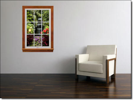 Garden Waterfall Window Wall Mural Roomsetting