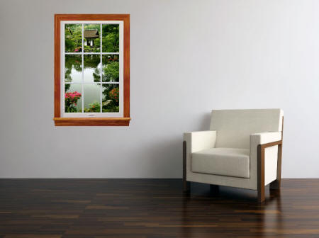 Lakehouse Window Wall Mural Roomsetting