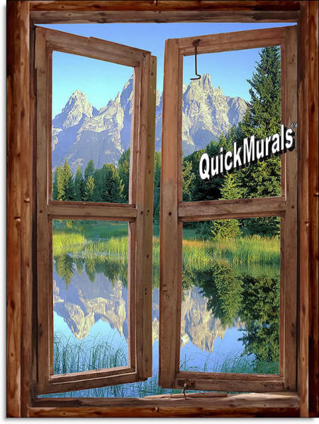 Mountain Cabin Window #1 wall mural