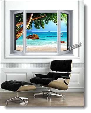 Secluded Beach Window Mural 	