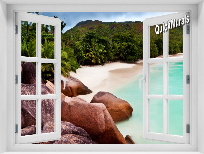 Barbados Island Beach Instant Window Mural 