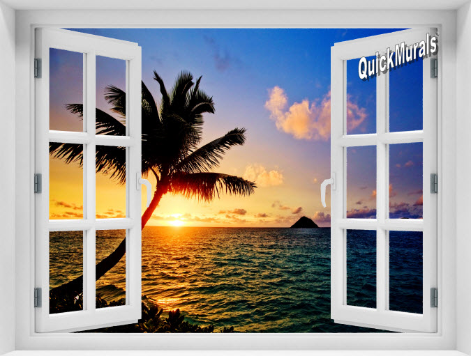 Hawaiian Sunset Instant Window Mural 