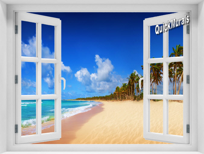 Seychelles Beach Instant Window Mural 