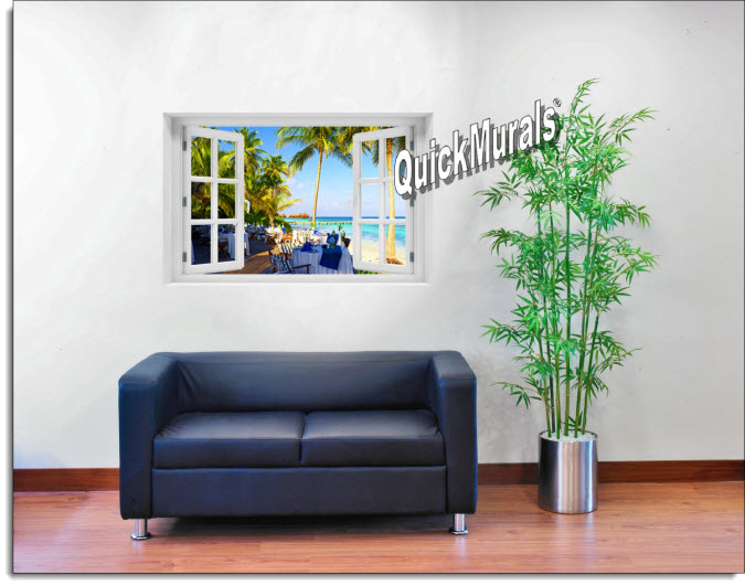 Oceanside Cafe Instant Window Mural roomsetting