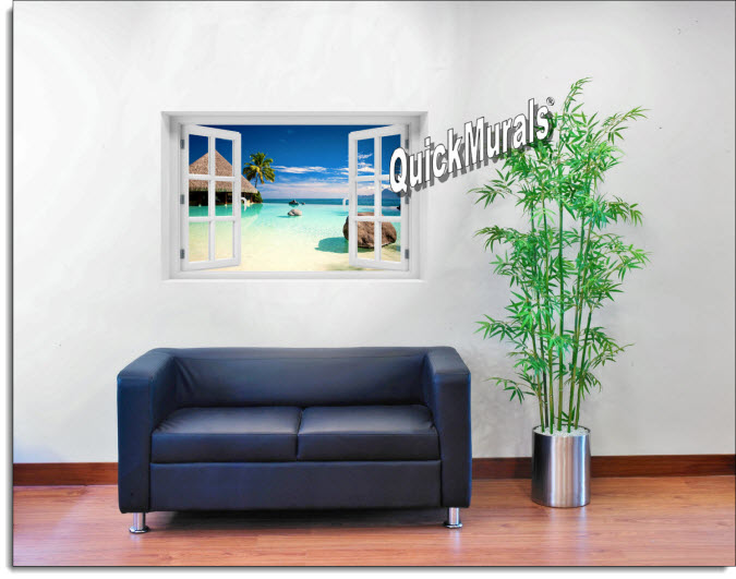 Turtle Island Fiji Instant Window Mural roomsetting