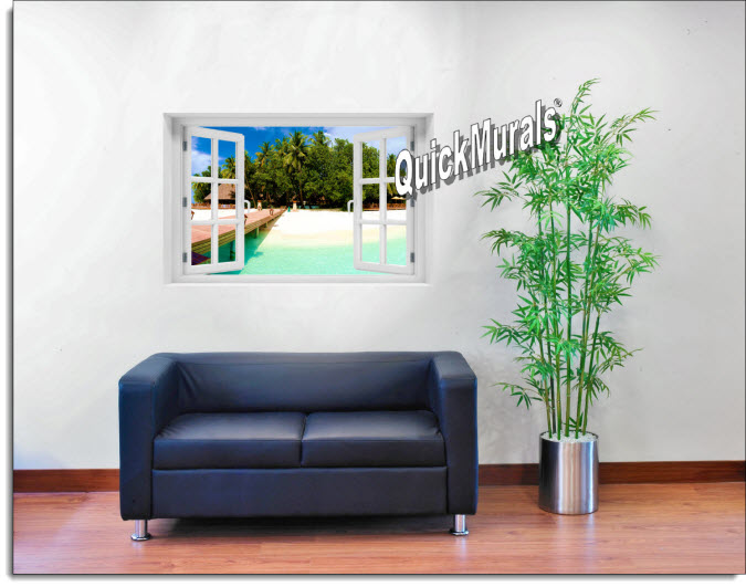 Mirihi Island Bridge Instant Window Mural roomsetting