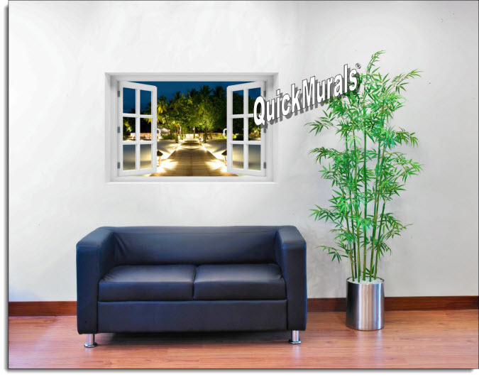 Mirihi Island at Night Instant Window Mural roomsetting