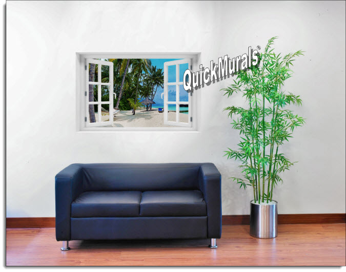 Tropical Island Resort Instant Window Mural roomsetting