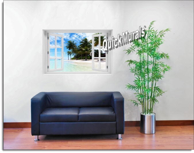 Waikiki Beach Hawaii Instant Window Mural roomsetting