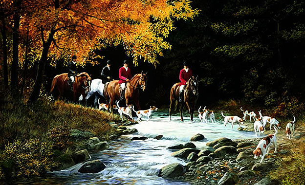 Traditional Hunt Scene Wall Mural 